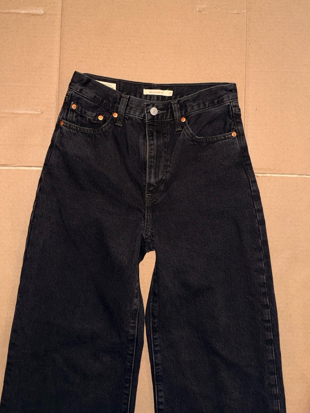 Levi’s Ribcage Wide Leg Jeans Black Size 27 High Rise Like New - Picture 5 of 14